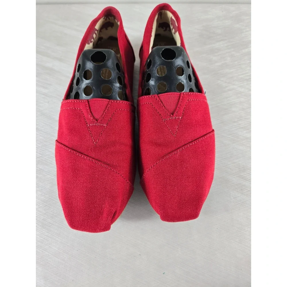TOMS Alpargata Red Canvas Slip On Shoes Womens Size 7 1000380319-11 Flat Sneaker